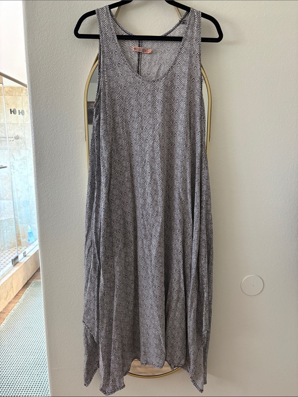 Boheme Black and White Chevron Flow Maxi Dress